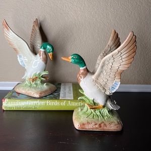 Vintage Fitz & Floyd Mallard Duck Bookends, Water Fowl Bird, Man Cave, Hunting